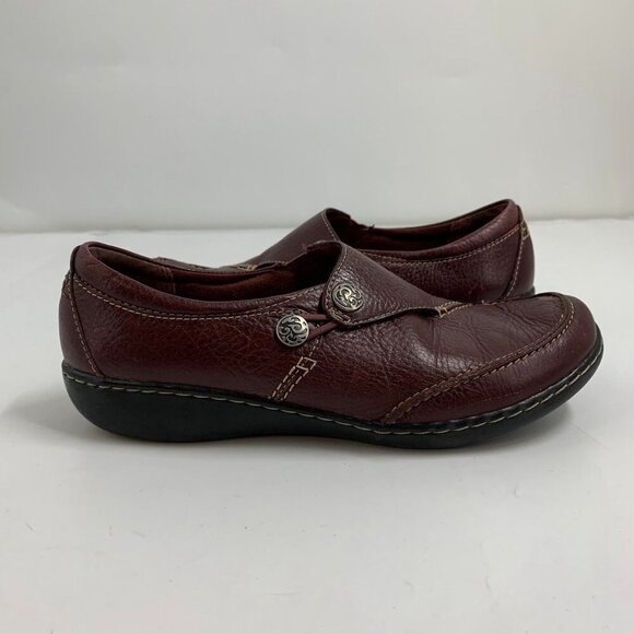Clarks Women's Hope Roxanne Leather Button Close Comfort Loafer Size 9.5 - Picture 6 of 15